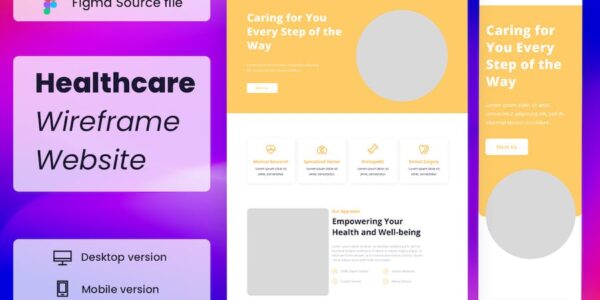 Banner image of Premium Healthcare Wireframe Website Template  Free Download