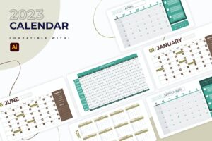 Banner image of Premium 2023 Calendar Slides Illustrator Infographics  Free Download