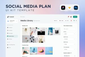 Banner image of Premium Social Media Planner & Media Library UI Kit  Free Download