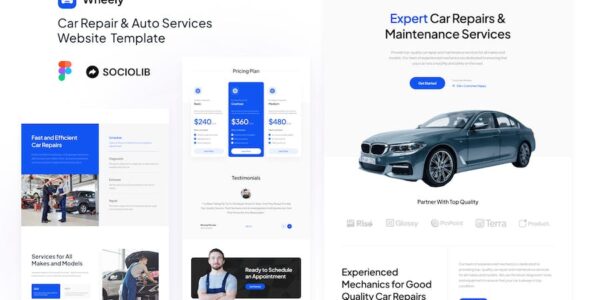 Banner image of Premium Wheely Car Repair & Auto Services Web Template  Free Download