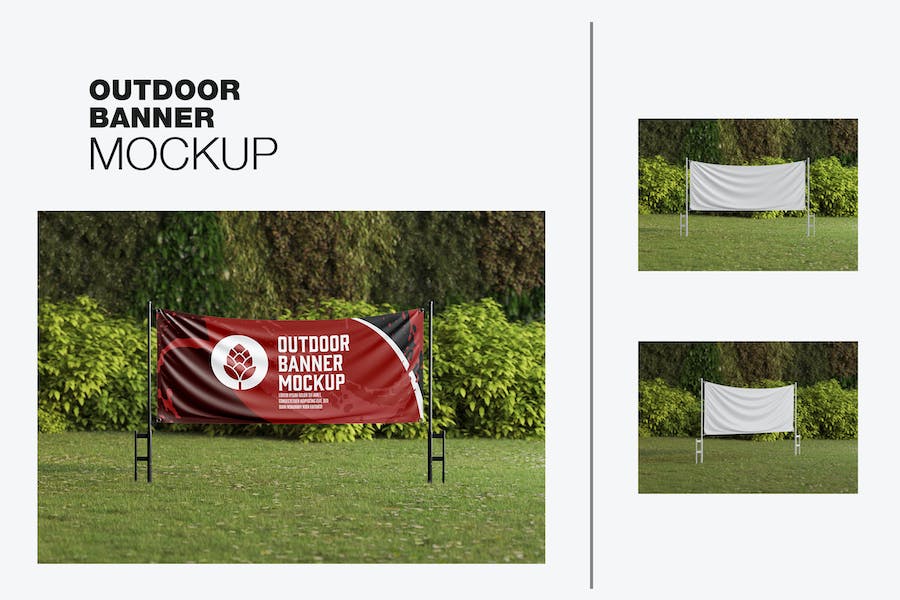 Banner image of Premium Set Outdoor Banner Scene Mockup  Free Download