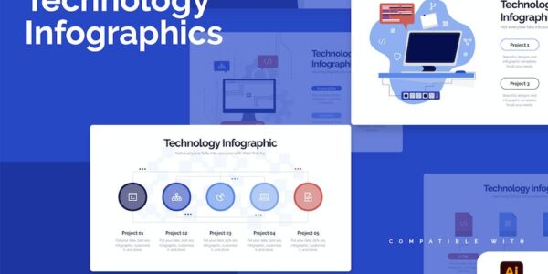 Banner image of Premium Business Technology Illustrator Infographics  Free Download