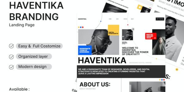 Banner image of Premium Haventika Branding Portfolio Landing Page  Free Download