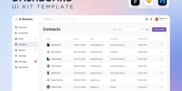 Banner image of Premium CRM Contact List Dashboard UI Kit  Free Download