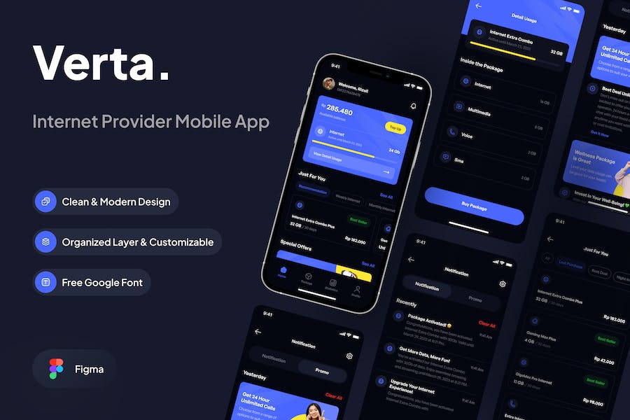 Banner image of Premium Verta Internet Provider App â Dark Mode  Free Download