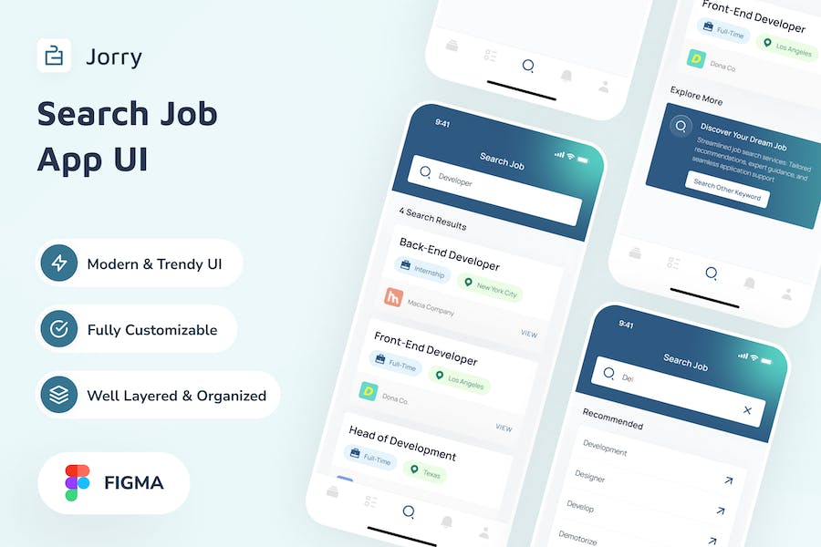 Banner image of Premium Jorry Search Job App UI  Free Download