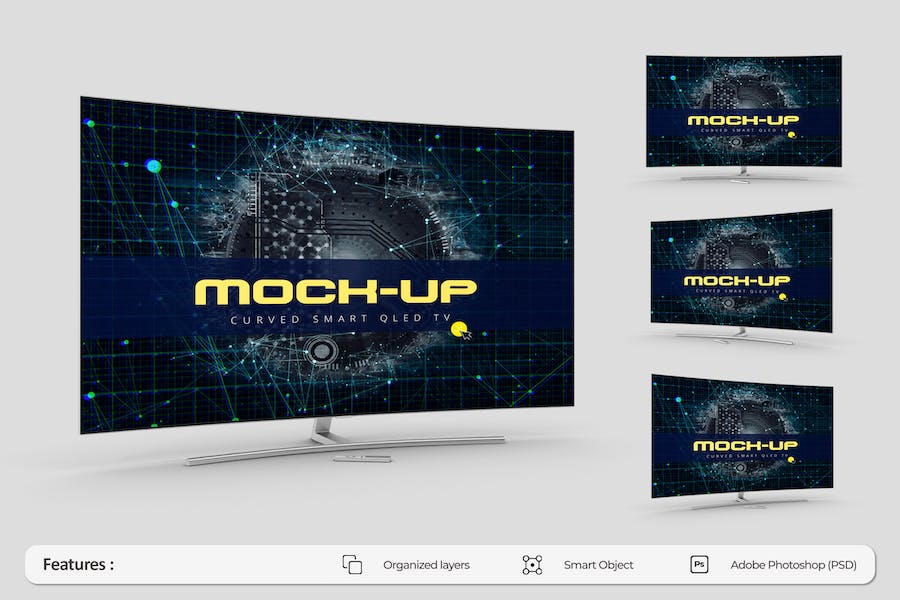 Banner image of Premium Curved Smart TV Mockup  Free Download