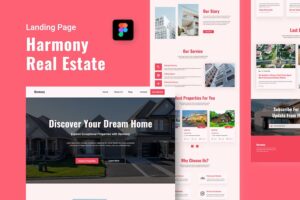 Banner image of Premium Harmony Real Estate Landing Page - Figma  Free Download