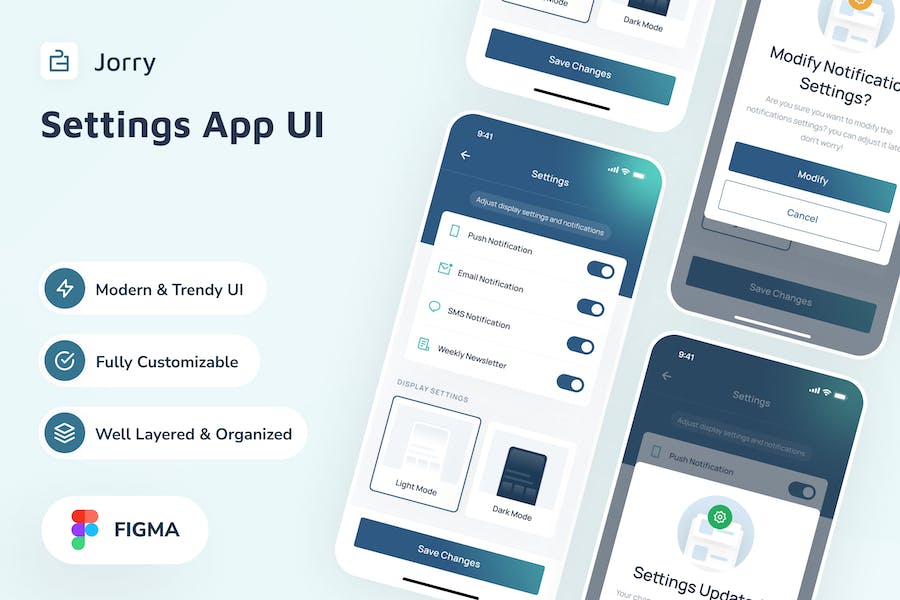 Banner image of Premium Jorry Settings App UI  Free Download