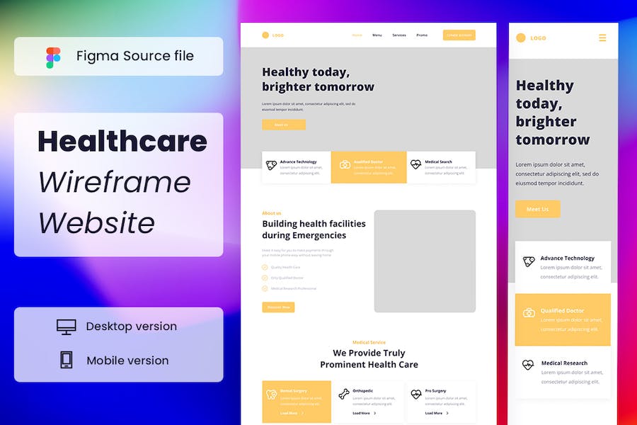Banner image of Premium Healthcare Wireframe Website  Free Download