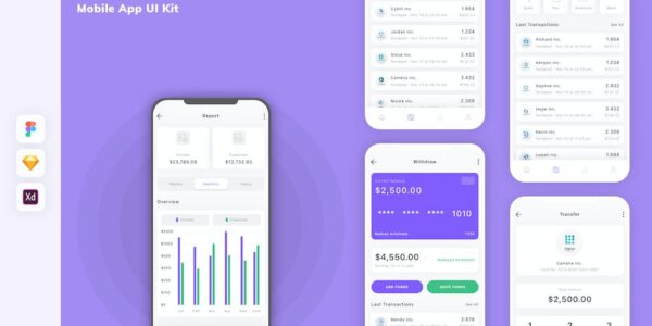 Banner image of Premium Wallet Finance Mobile App UI Kit  Free Download