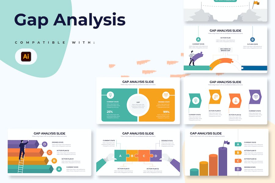 Banner image of Premium Business Gap Analysis Illustrator Infographics  Free Download