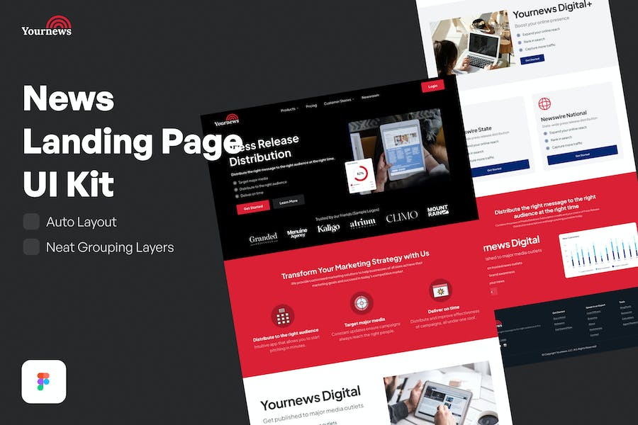 Banner image of Premium News and Media Landing Page UI Kit  Free Download