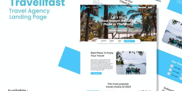 Banner image of Premium Travellfast Travel Agency Landing Page Template  Free Download