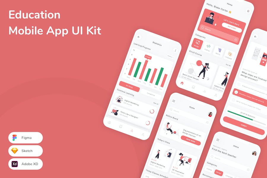 Banner image of Premium Education Mobile App UI Kit  Free Download