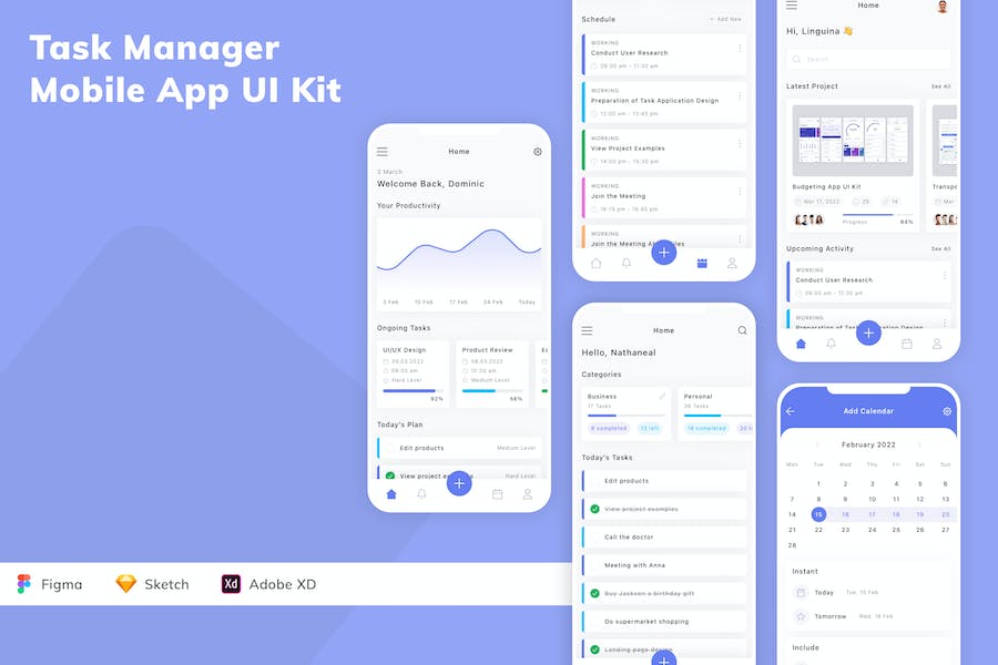 Banner image of Premium Task Manager Mobile App UI Kit  Free Download