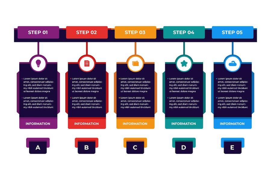 Banner image of Premium Colorful Business Steps Infographic Presentation  Free Download