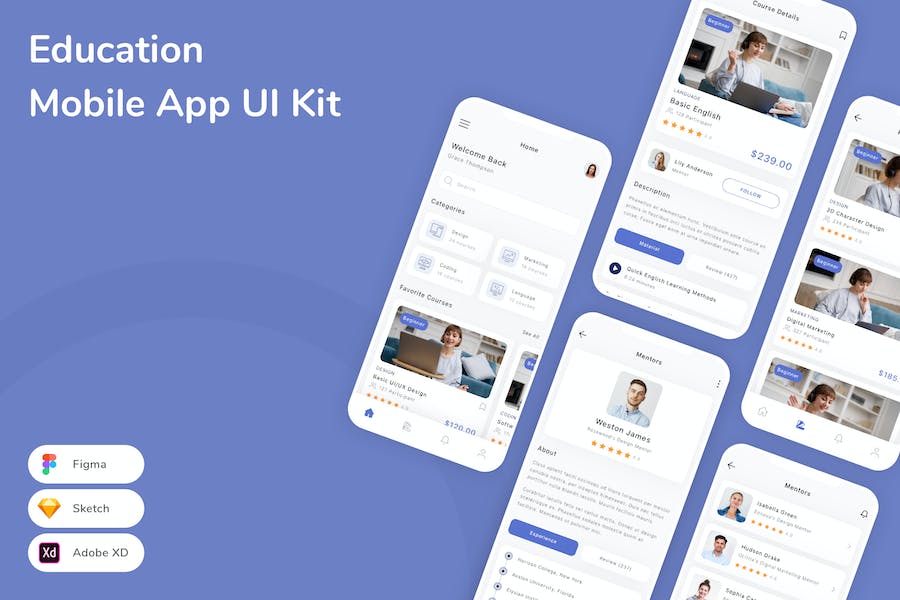 Banner image of Premium Education Mobile App UI Kit  Free Download