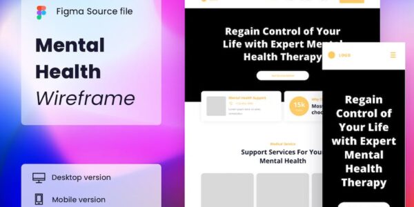 Banner image of Premium Mental Health Wireframe Website  Free Download