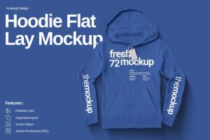 Banner image of Premium Flat Lay Hoodie Mockup  Free Download