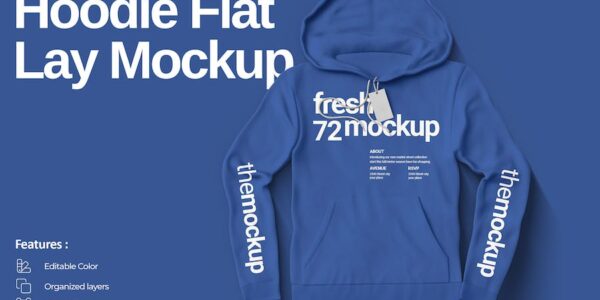 Banner image of Premium Flat Lay Hoodie Mockup  Free Download