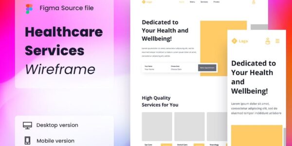 Banner image of Premium Healthcare Services Wireframe Website  Free Download