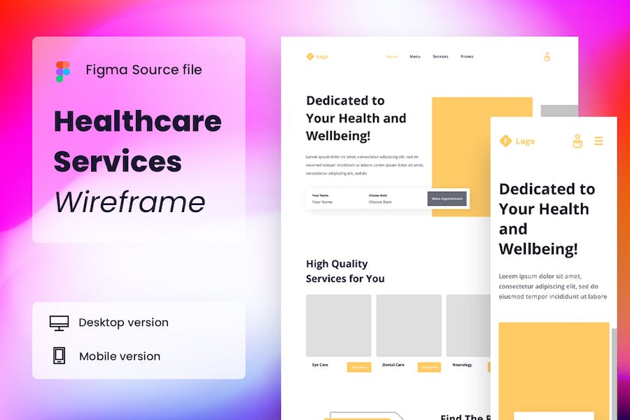 Banner image of Premium Healthcare Services Wireframe Website  Free Download