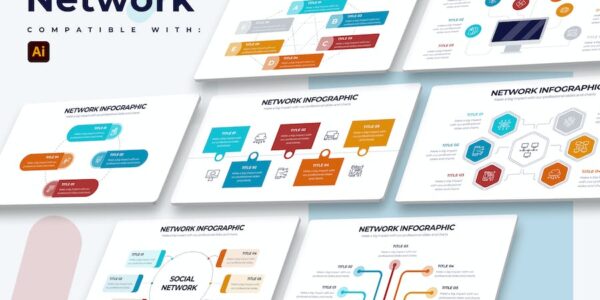 Banner image of Premium Business Network Illustrator Infographics  Free Download