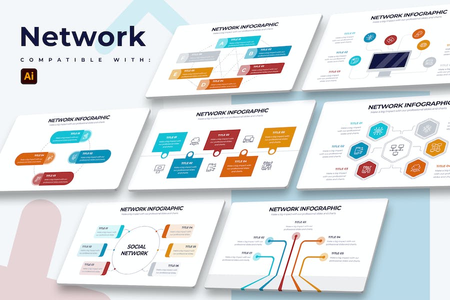 Banner image of Premium Business Network Illustrator Infographics  Free Download