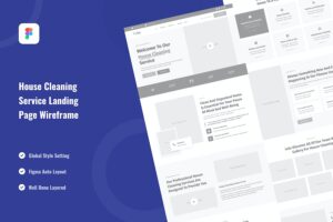 Banner image of Premium House Cleaning Service Landing Page Wireframe  Free Download