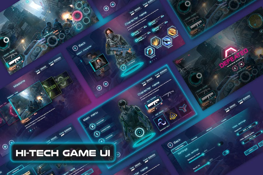 Banner image of Premium Hi-Tech MMORPG Game UI Kit  Free Download
