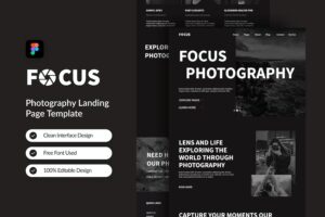 Banner image of Premium Focus Photography Landing Page - Figma  Free Download