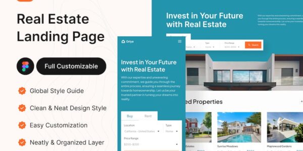 Banner image of Premium Real Estate Landing Page  Free Download