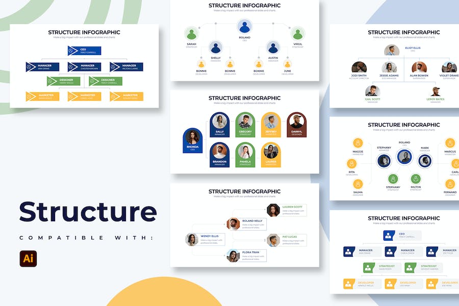 Banner image of Premium Business Structure Illustrator Infographics  Free Download