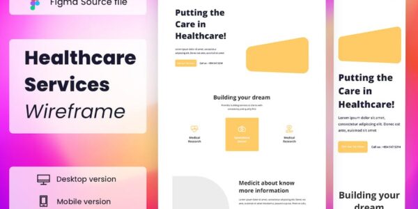 Banner image of Premium Healthcare Services Wireframe Website  Free Download
