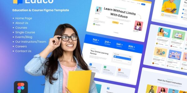 Banner image of Premium Educo Education Online Course Figma Template  Free Download