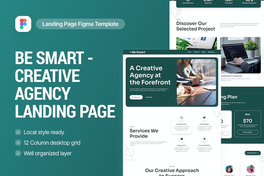 Banner image of Premium Be Smart Creative Agency Landing Page  Free Download