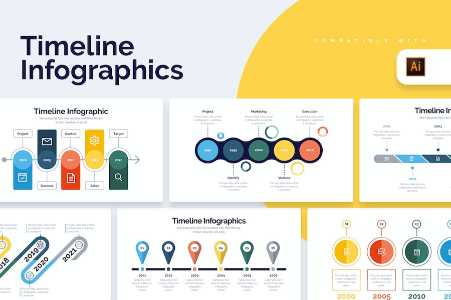 Banner image of Premium Business Timeline Illustrator Infographics  Free Download