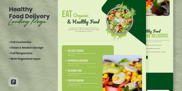Banner image of Premium Healthy Food Delivery Landing Page  Free Download