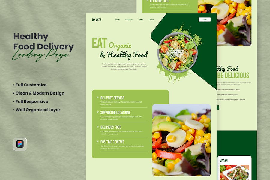 Banner image of Premium Healthy Food Delivery Landing Page  Free Download