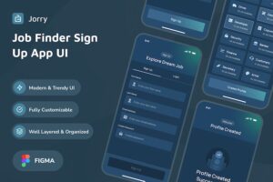 Banner image of Premium Jorry Job Finder Sign-Up Dark Mode App UI  Free Download