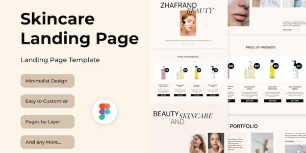 Banner image of Premium Zhafrand Skincare Landing Page Figma  Free Download