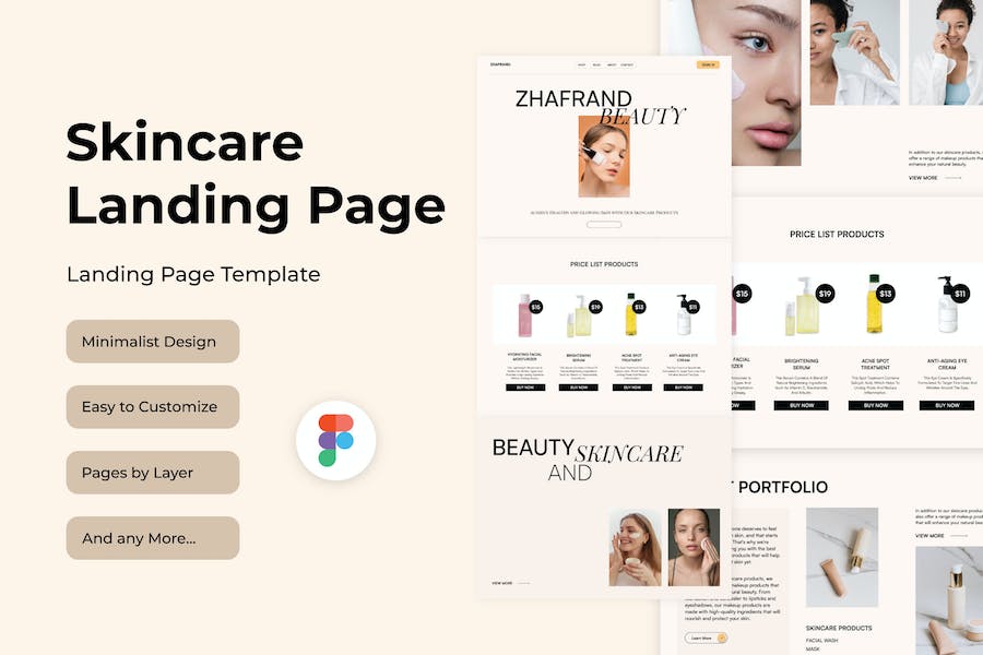Banner image of Premium Zhafrand Skincare Landing Page Figma  Free Download