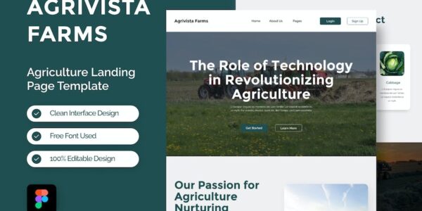 Banner image of Premium  Agrivista Farm Agriculture Landing Page Figma  Free Download
