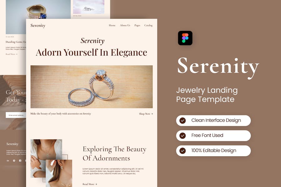 Banner image of Premium Serenity Jewelry Landing Page  Free Download