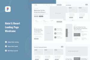 Banner image of Premium Hotel/Resort Landing Page Wireframe  Free Download