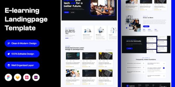 Banner image of Premium E-Learning Landing Page  Free Download
