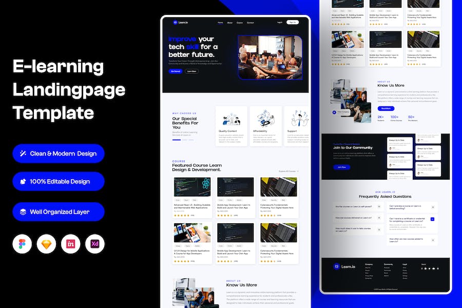 Banner image of Premium E-Learning Landing Page  Free Download
