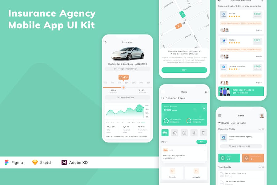 Banner image of Premium Insurance Agency Mobile App UI Kit  Free Download
