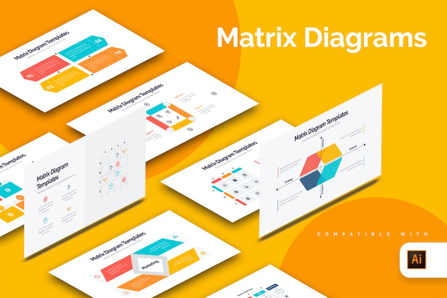 Banner image of Premium Business Matrix Diagram Illustrator Infographics  Free Download